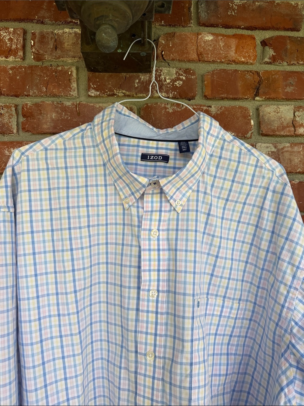 Izod blue plaid button down shirt Size 3 XLT - Picture 2 of 7